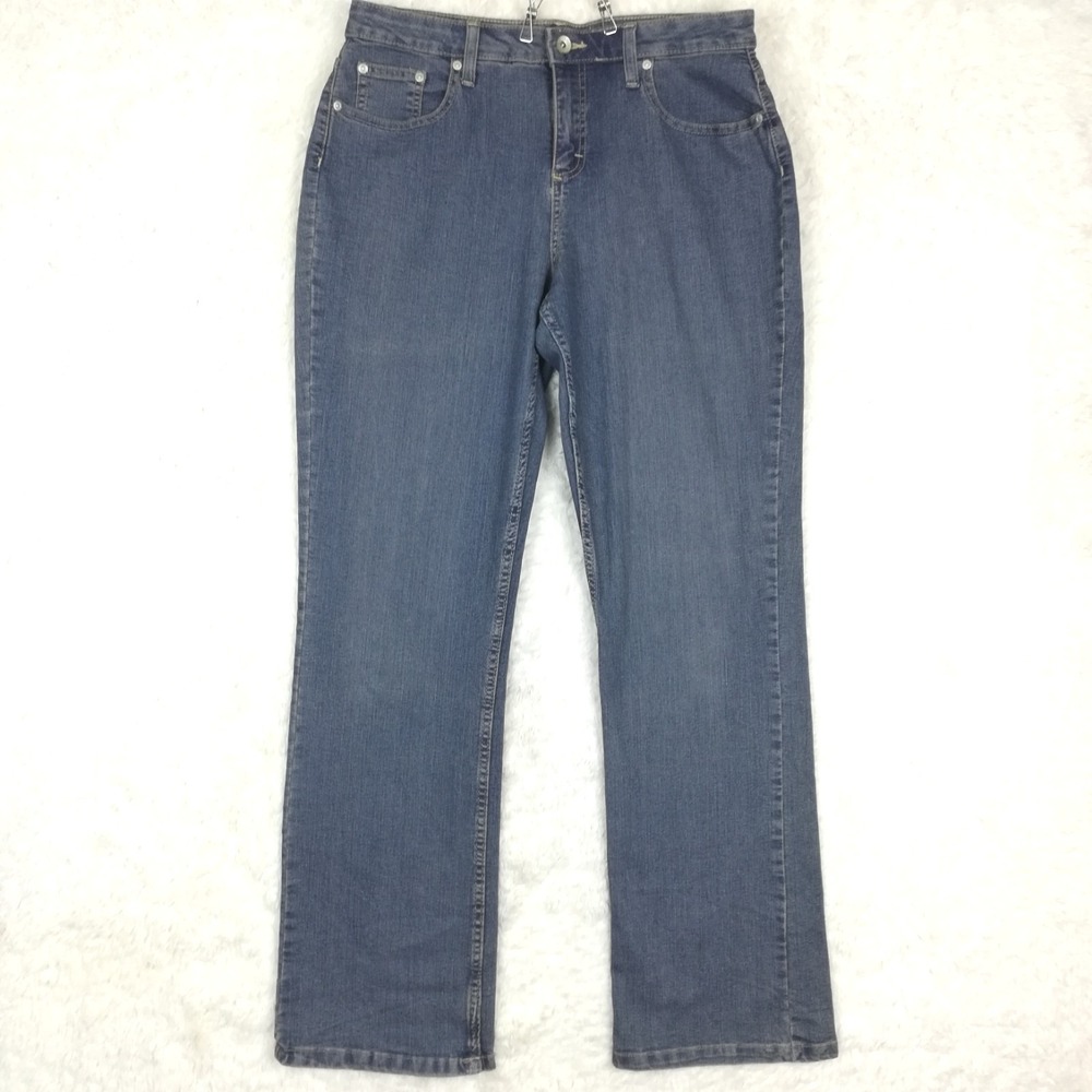 Merona Womens Jeans‎ Boot Cut Blue Denim High Rise Medium Wash Long 12L